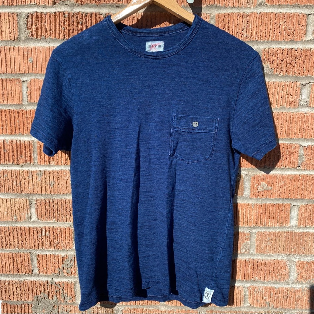 Todd Snyder Indigo Blue Pocket T-Shirt XS Extra Small